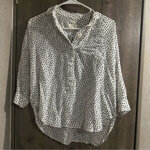 LOFT Black and White Polka Dot Blouse